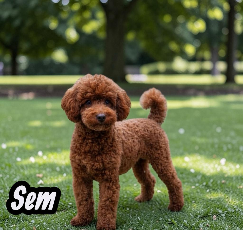 dwergpoedel dekreutjes echt donker rood  met fci stamboom, Particulier, Reu, 1 tot 2 jaar, Buitenland