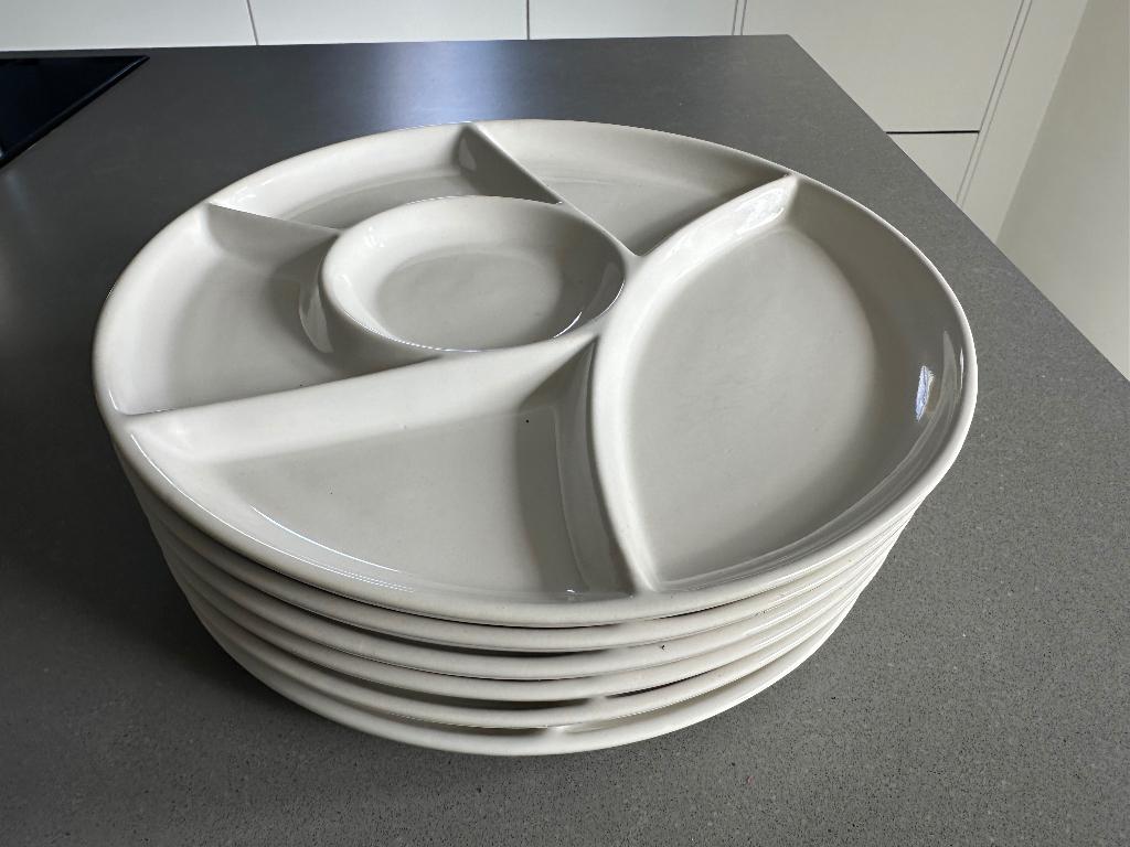 Fondue bord 6 stuks 26 cm doorsnee, Ophalen, Zo goed als nieuw, Overige stijlen, Bord(en)