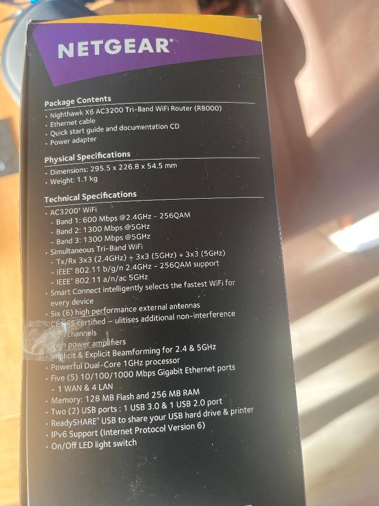 Wifi Router Netgear Nighthawk X6, Computers en Software, Routers en Modems, Ophalen of Verzenden, Zo goed als nieuw, Router met modem