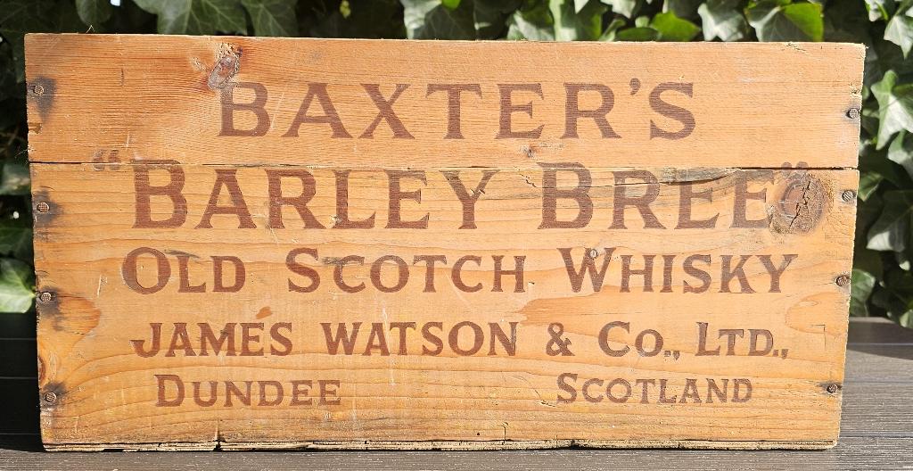 Baxter’s “Barley Bree” – Schotse Whisky kistje (ca. 1950), Verzamelen, Ophalen of Verzenden, Gebruikt, Verpakking