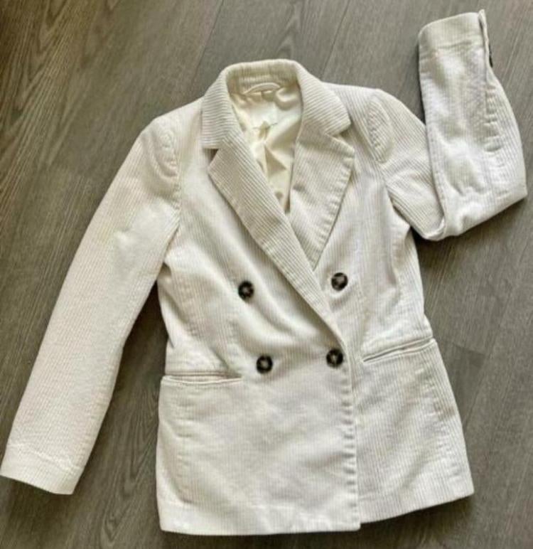 Erg mooi offwhite corduroy rib colbert jasje , maat 32, Wit, Ophalen of Verzenden, Zo goed als nieuw, Jasje