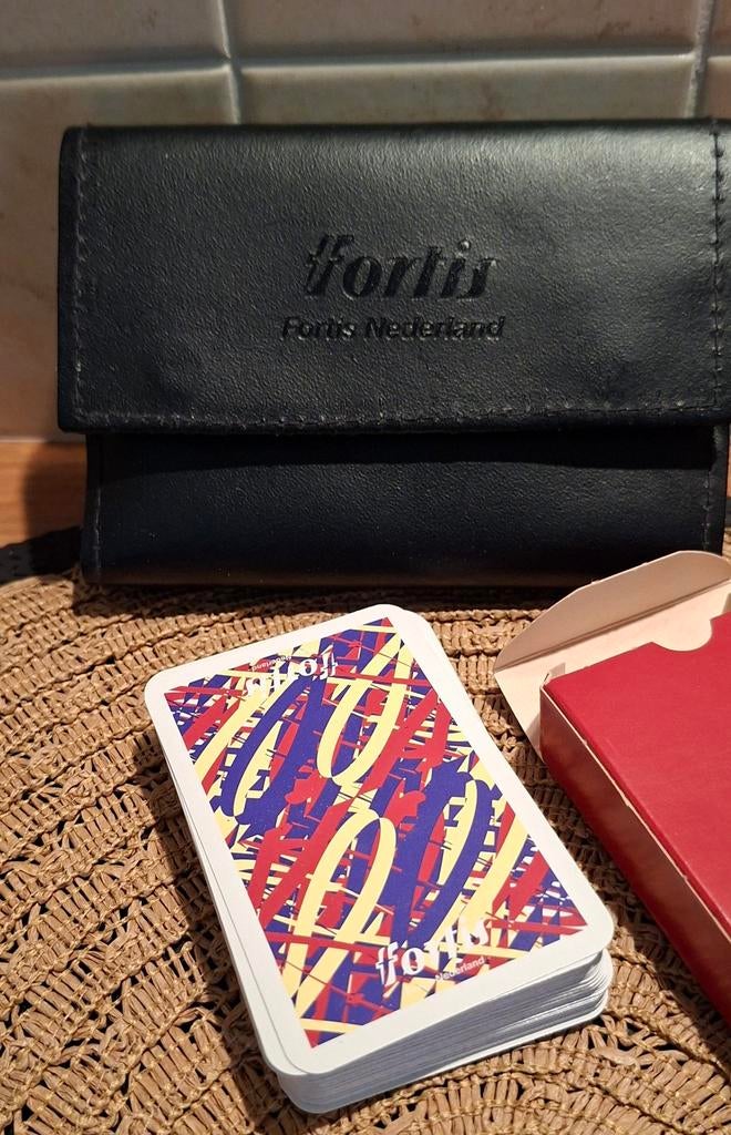 Fortis Nederland speelkaarten in leren etui, Ophalen of Verzenden