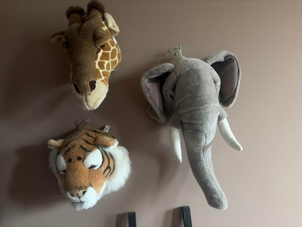 Dierenkoppen voor kinderkamer - Giraffe, Tijger, Olifant, Ophalen of Verzenden, Zo goed als nieuw, Overige typen