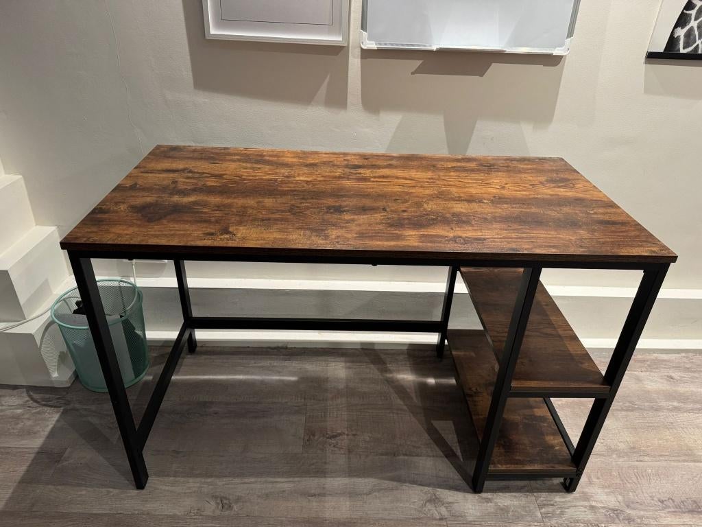 Bureau met bureaustoel – industrieel look – 120 x 60 cm, Ophalen, Gebruikt