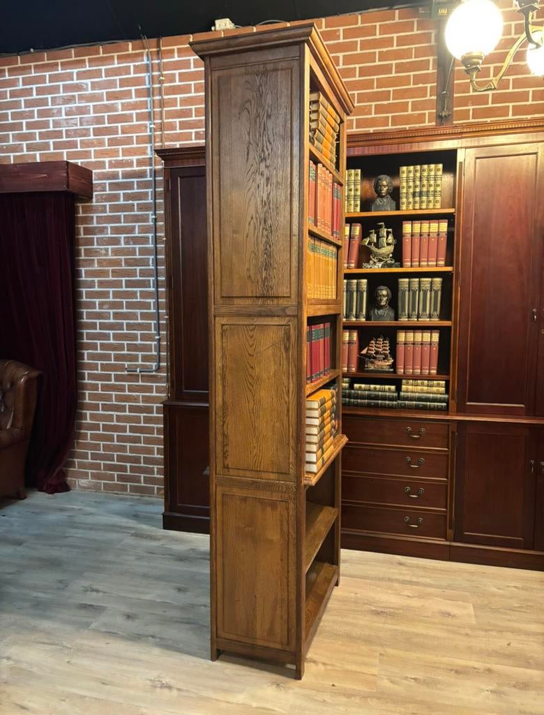 Boekenkast eikenhout dubbelzijdig - room divider, Ophalen, 100 tot 150 cm, 200 cm of meer, Eikenhout