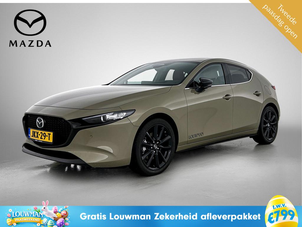 Mazda 3 2.0 e-SkyActiv-X M Hybrid 186 Nagisa / Full options, Gebruikt, Leder en Stof, Bedrijf, 1392 kg