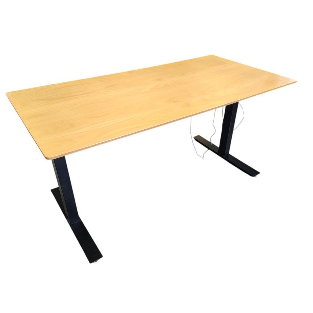 Elektrisch Zit Sta Bureau Zwart Beuken 160 x 80, Ophalen of Verzenden, In hoogte verstelbaar, Gebruikt