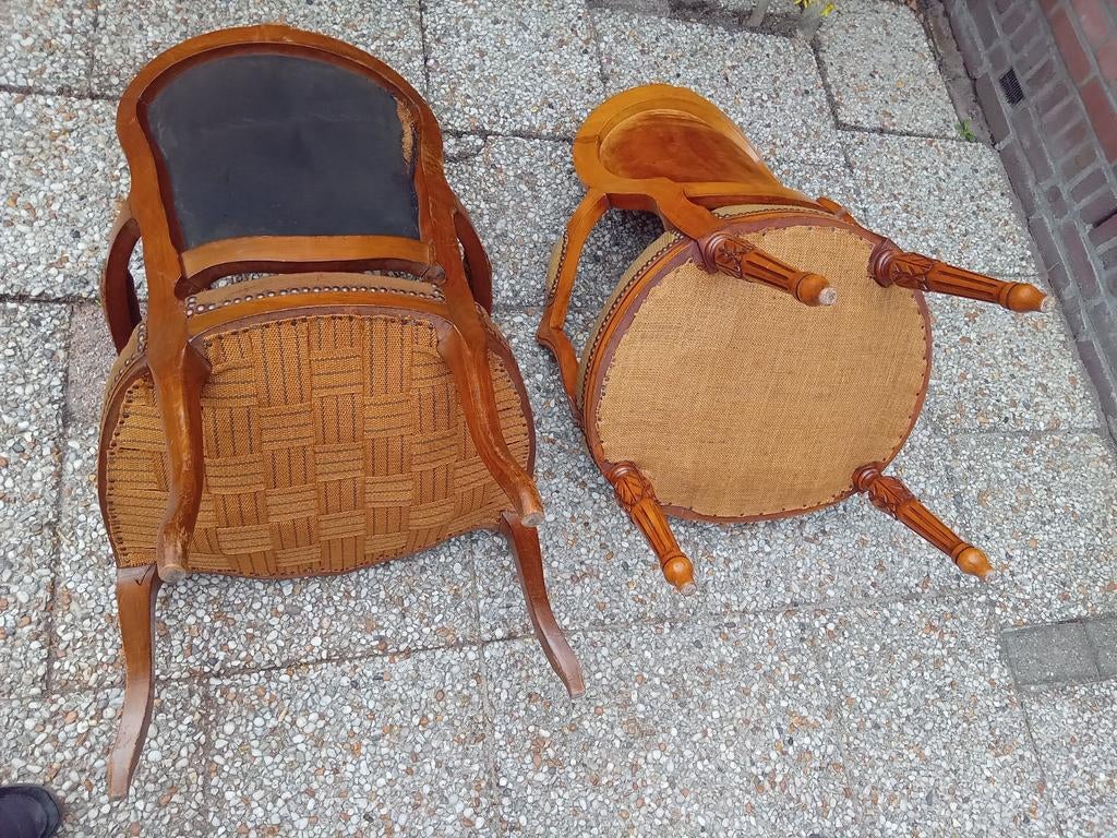 Charmante Louis XV Fauteuils met Bloemenmotief (2 stuks), Ophalen, Gebruikt, Minder dan 75 cm, Stof