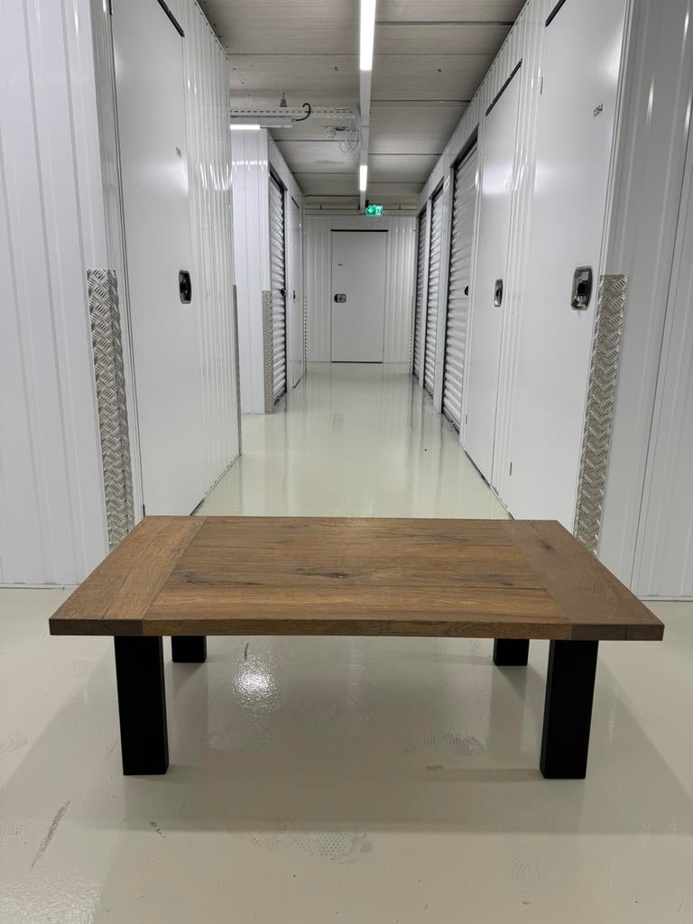 Salontafel massief Eiken hout – Grey Wash – Industrieel, 100 tot 150 cm, -, -, Eikenhout