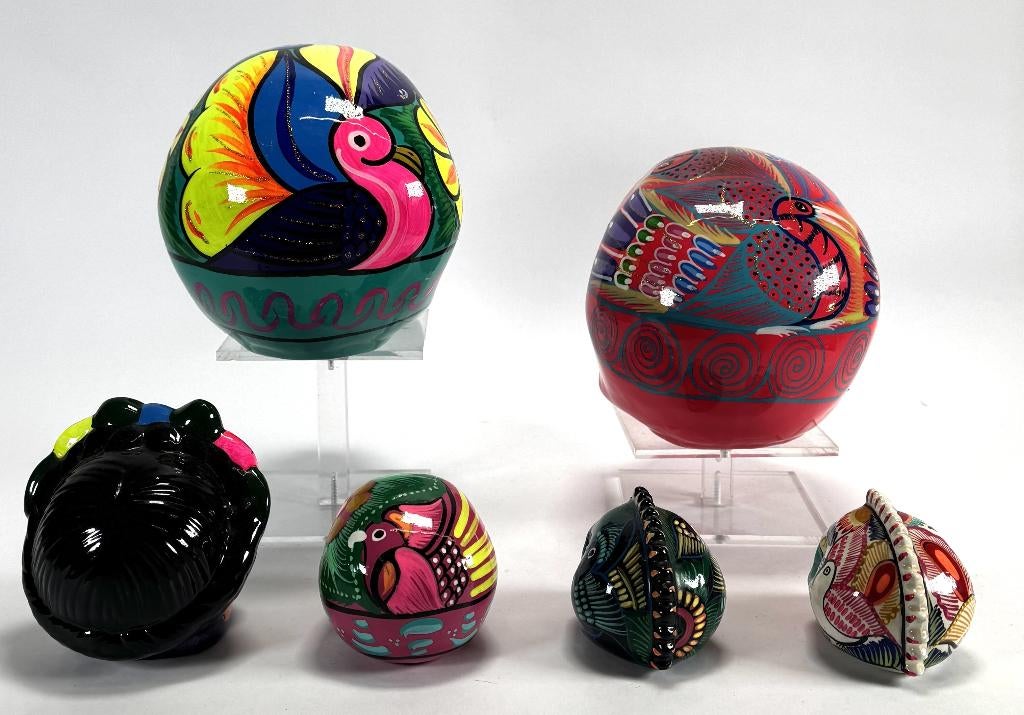 716. Keramieken schedels- Mexico, volkskunst, eind 20e eeuw, Ophalen of Verzenden