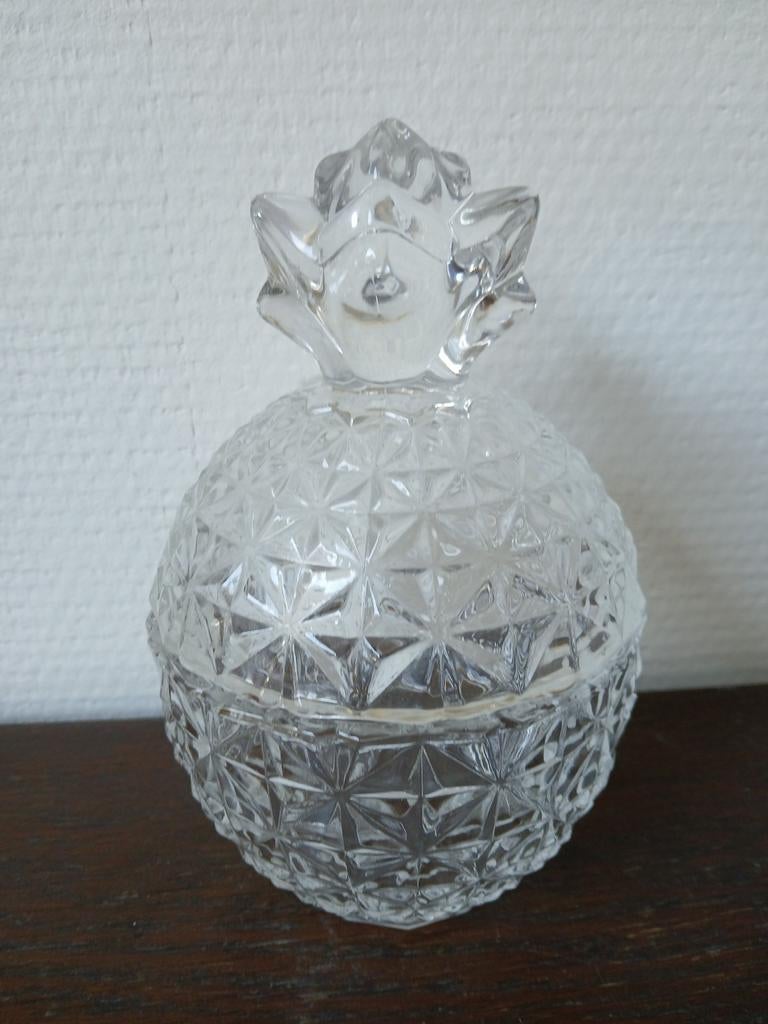 Glazen schaaltje met deksel in de vorm van een ananas, Ophalen of Verzenden, Zo goed als nieuw