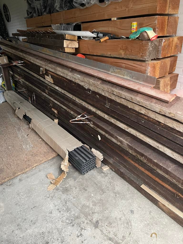 Constructiebalk hout oud 15x5 4m-4,4m lang, Doe-het-zelf en Verbouw, Hout en Planken, Ophalen, Gebruikt, Balk, Overige houtsoorten