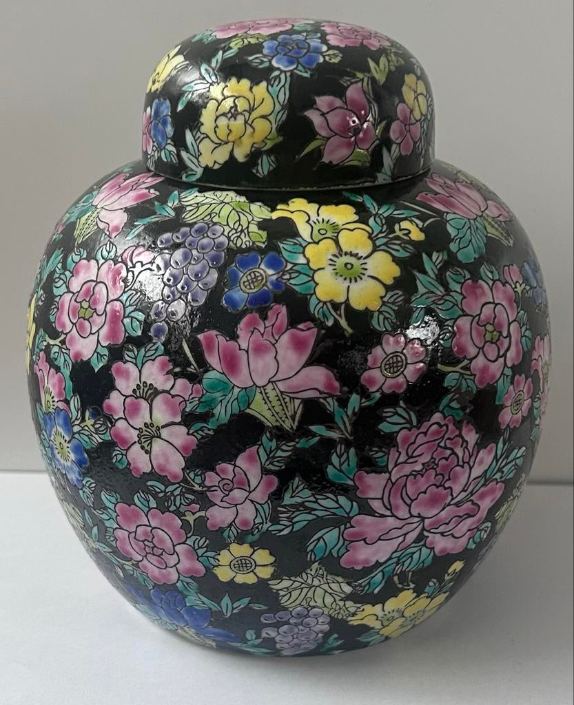 Vintage Chinese Gemberpot met Bloemenpatroon, Ophalen of Verzenden