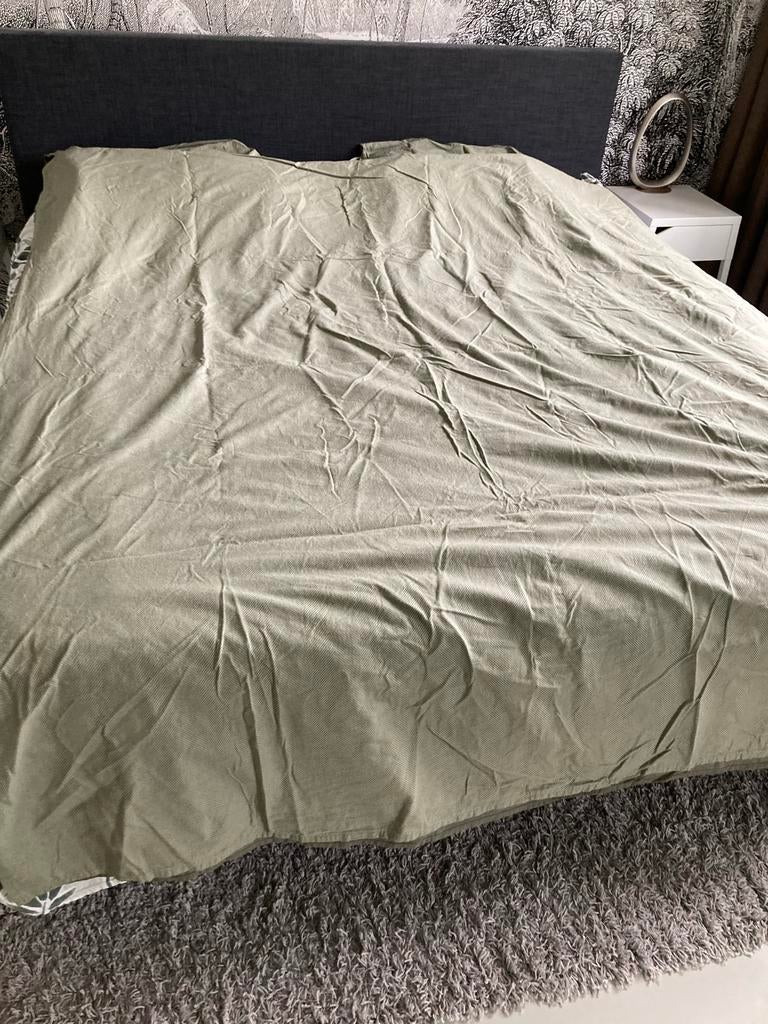 Dekbedovertrek HEMA - tweepersoons - groen, Dekbedovertrek, Tweepersoons, Ophalen of Verzenden, Zo goed als nieuw