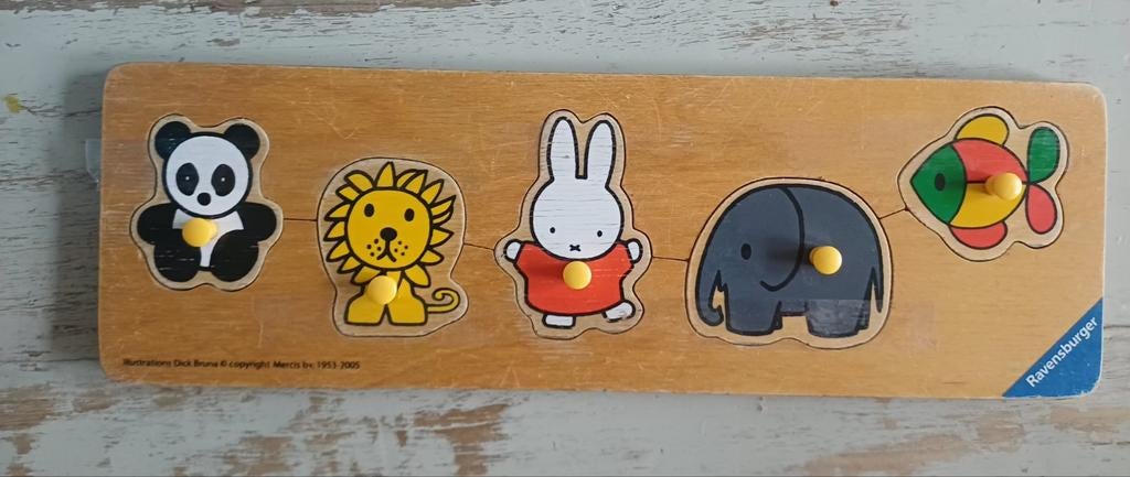 Dick Bruna Nijntje Houten Puzzel met Dieren, 2 tot 4 jaar, Gebruikt, Ophalen of Verzenden, Van hout