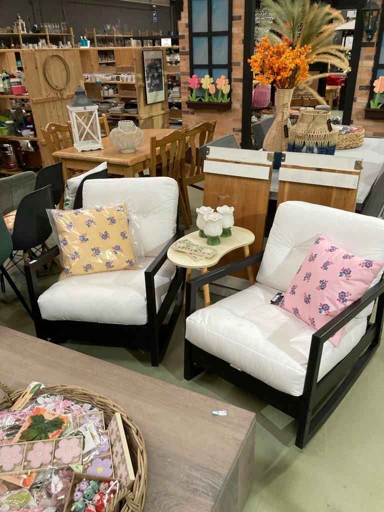 2 IKEA Lillberg houten schommelstoelen - Wit/Zwart, Twee, Ikea, Wit, Ophalen of Verzenden