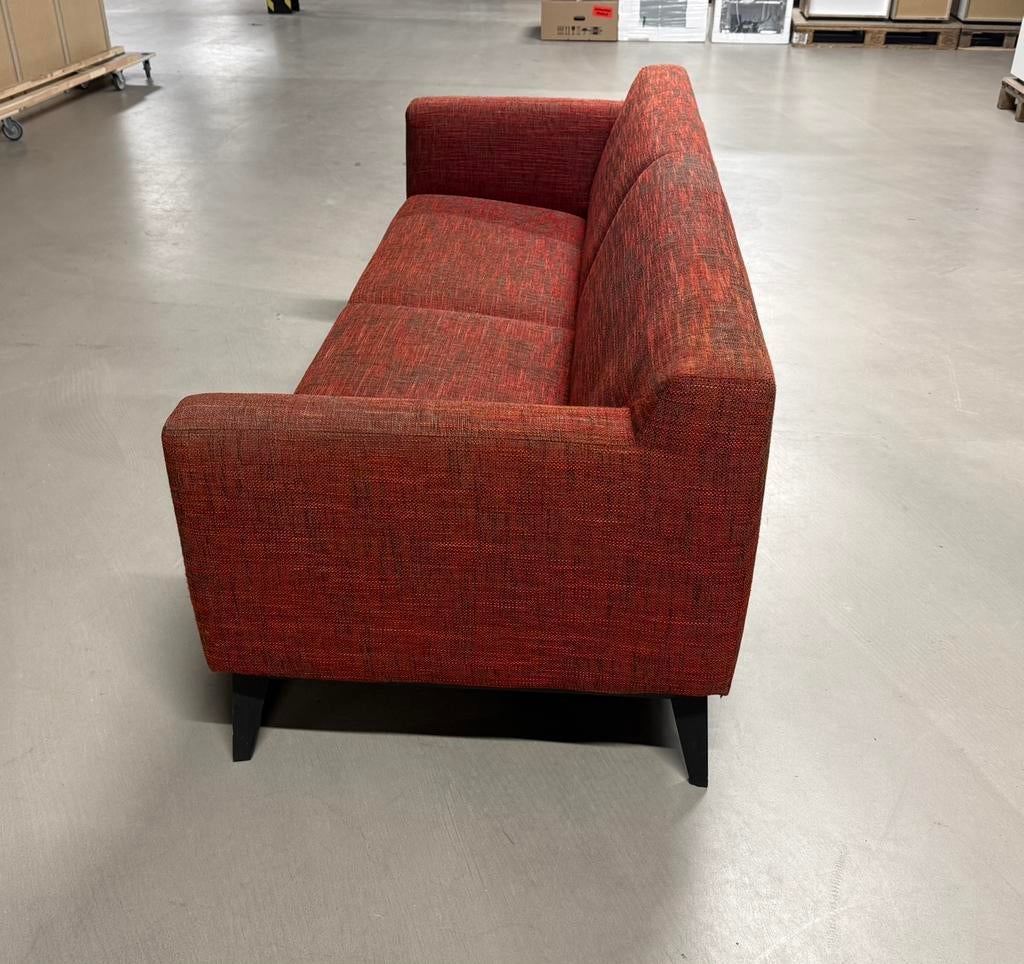Pode bank 215 cm 3 zits stof, mooi rood., Gebruikt, Minder dan 75 cm, Driepersoons, Ophalen of Verzenden