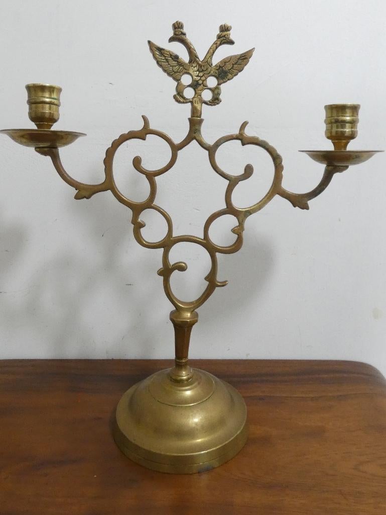 Antieke kandelaar met adelaar [1454], Ophalen, Koper of Brons