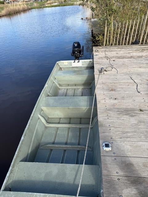 Aluminium platbodem met 6 pk bodem, Ophalen, Gebruikt, Aluminium, Benzine