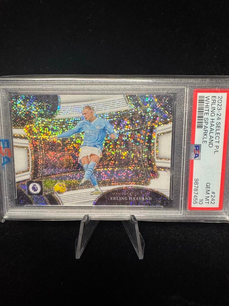 Erling Haaland White Sparkle PSA 10 kaart, Ophalen of Verzenden, Zo goed als nieuw, Buitenlandse clubs, Spelerskaart
