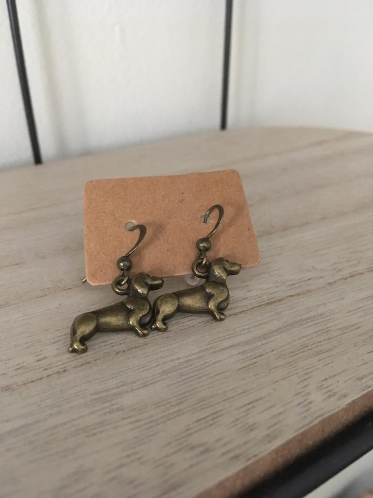 Tekkel oorbellen, Overige materialen, Hangers, Bruin, Nieuw