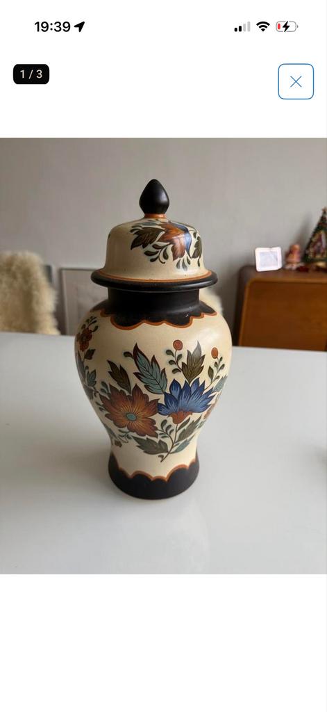 Flora Gouda Plateel Holland Handwerk vaas met deksel, Antiek en Kunst, Ophalen