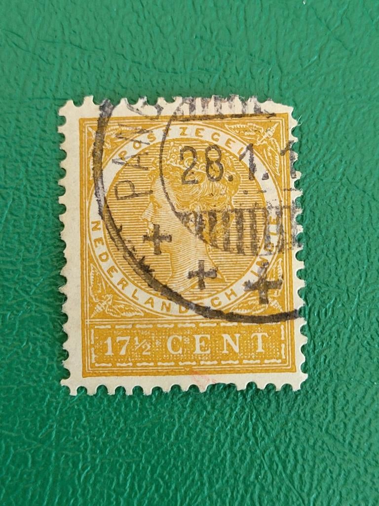 Postzegel Nederlands-Indië Koningin Wilhelmina 17,5 cent, Postzegels en Munten, Ophalen of Verzenden, Gestempeld, Nederlands-Indië