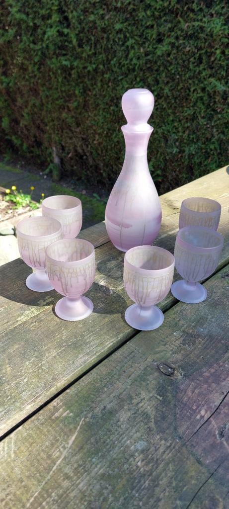 Vintage Rueven Art Nouveau wijnglazen en karaf set, Ophalen of Verzenden