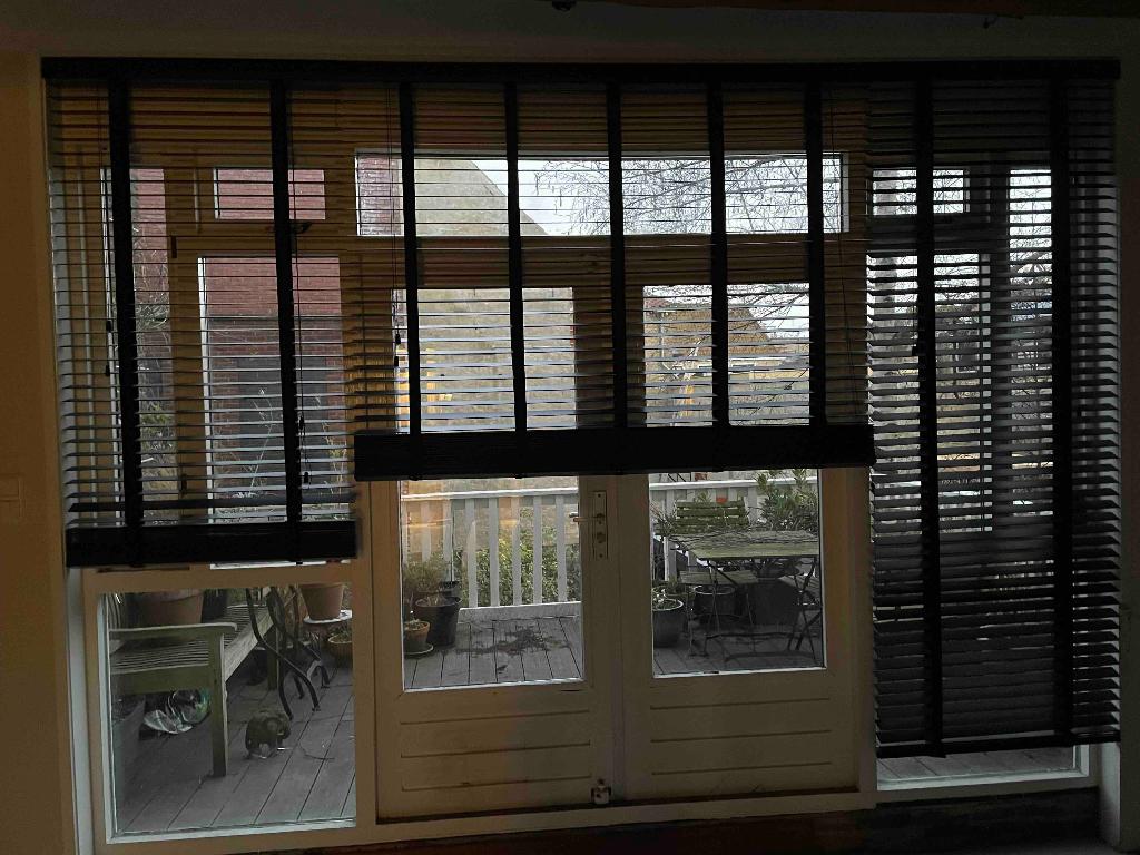 Luxaflex breed zwart hout, Ophalen, Gebruikt, 200 cm of meer, Zwart