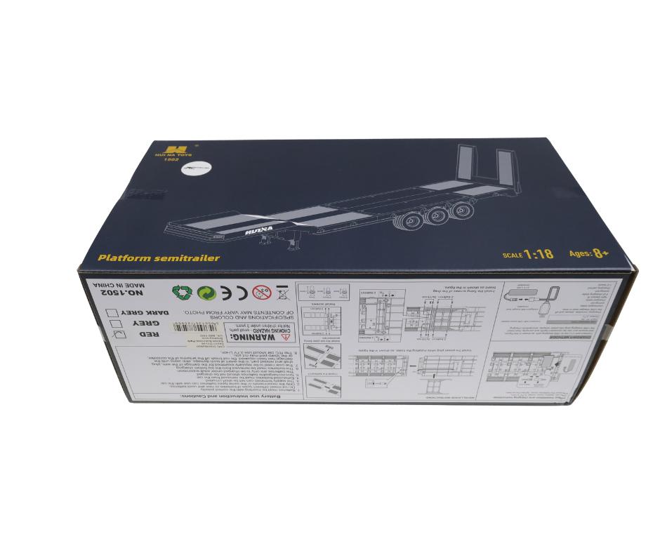 HUINA RC HAULAGE FLATBED TRAILER FOR CY1501S SILVER CY1502S, Ophalen of Verzenden, Nieuw, Overige schalen, Onderdeel