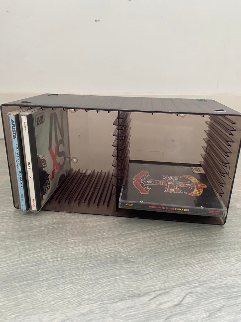 Modulair CD rek van rookglas kunststof - 18-20 CD's, Huis en Inrichting, Woonaccessoires | Cd- en Dvd-rekken, Kunststof, Gebruikt