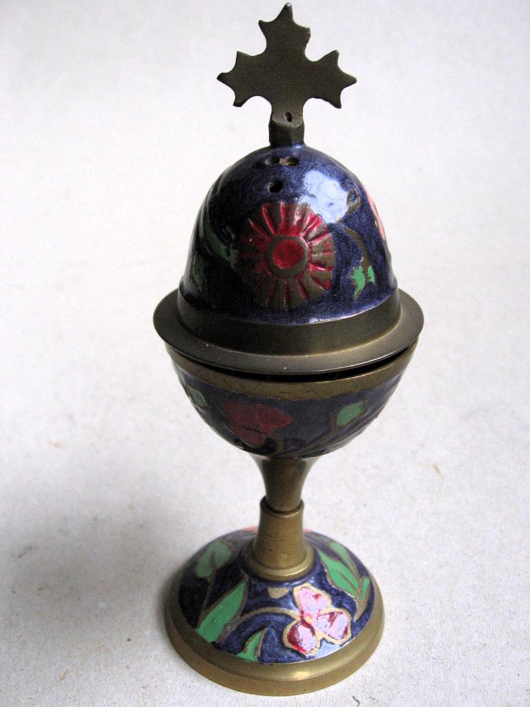 Geemailleerd koper wierook brander, Antiek en Kunst, Ophalen of Verzenden, Koper