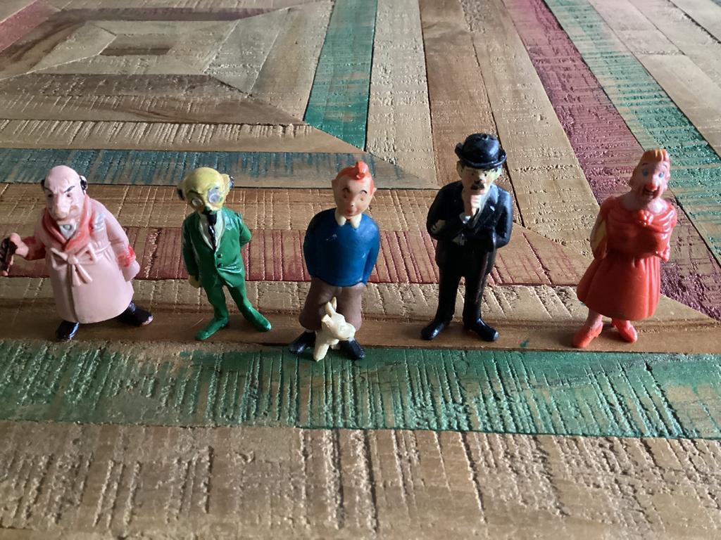 Kuifje Figuurtjes 5 Stuks Jaar 1973,Zie Foto’s.  ((Ophalen)), Ophalen, Kuifje, Gebruikt, Beeldje of Figuurtje