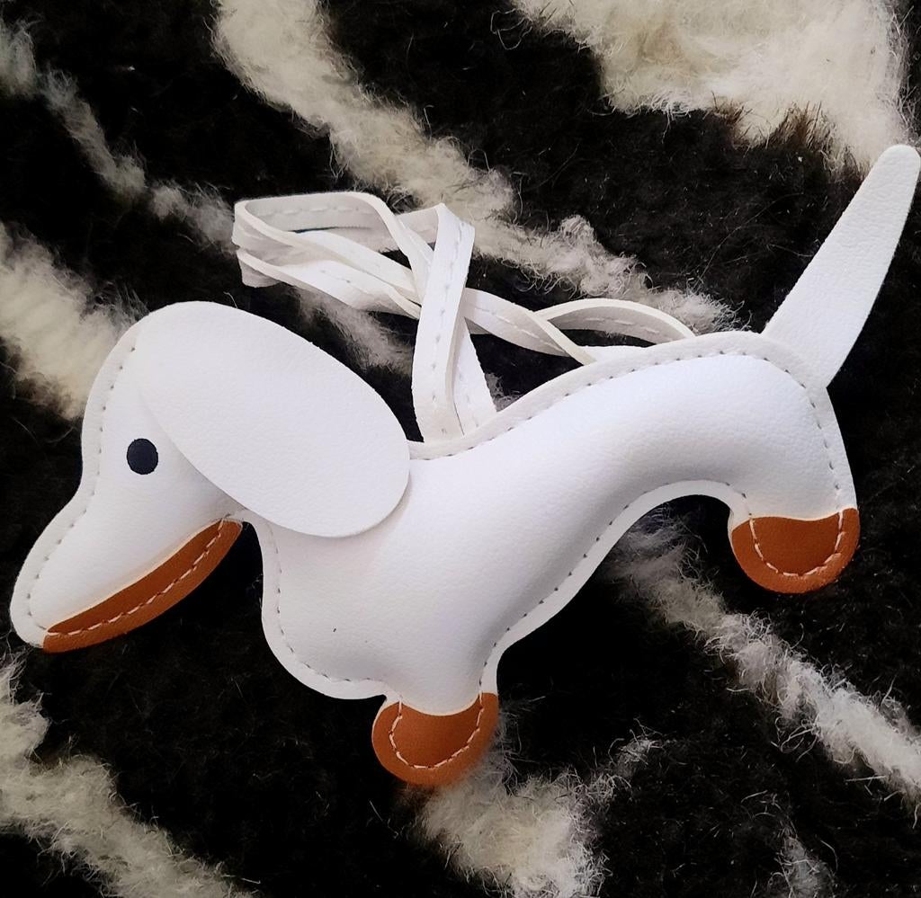 Tashanger sleutelhanger keychain leren hanger teckel hondje, Verzenden, Nieuw