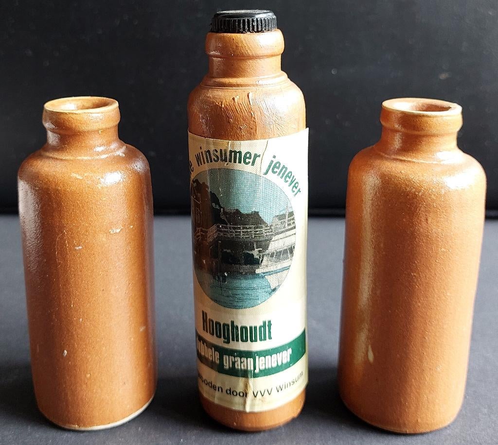 3 jenever flesjes - steengoed - 1 Winsumer jenever - S 251, Ophalen of Verzenden