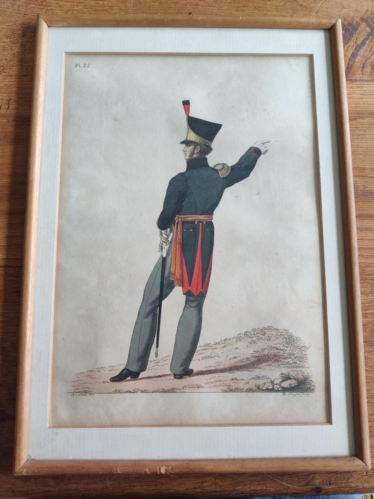 Originele antieke plaat  Nederlandse militair 1823, Antiek en Kunst, Ophalen of Verzenden