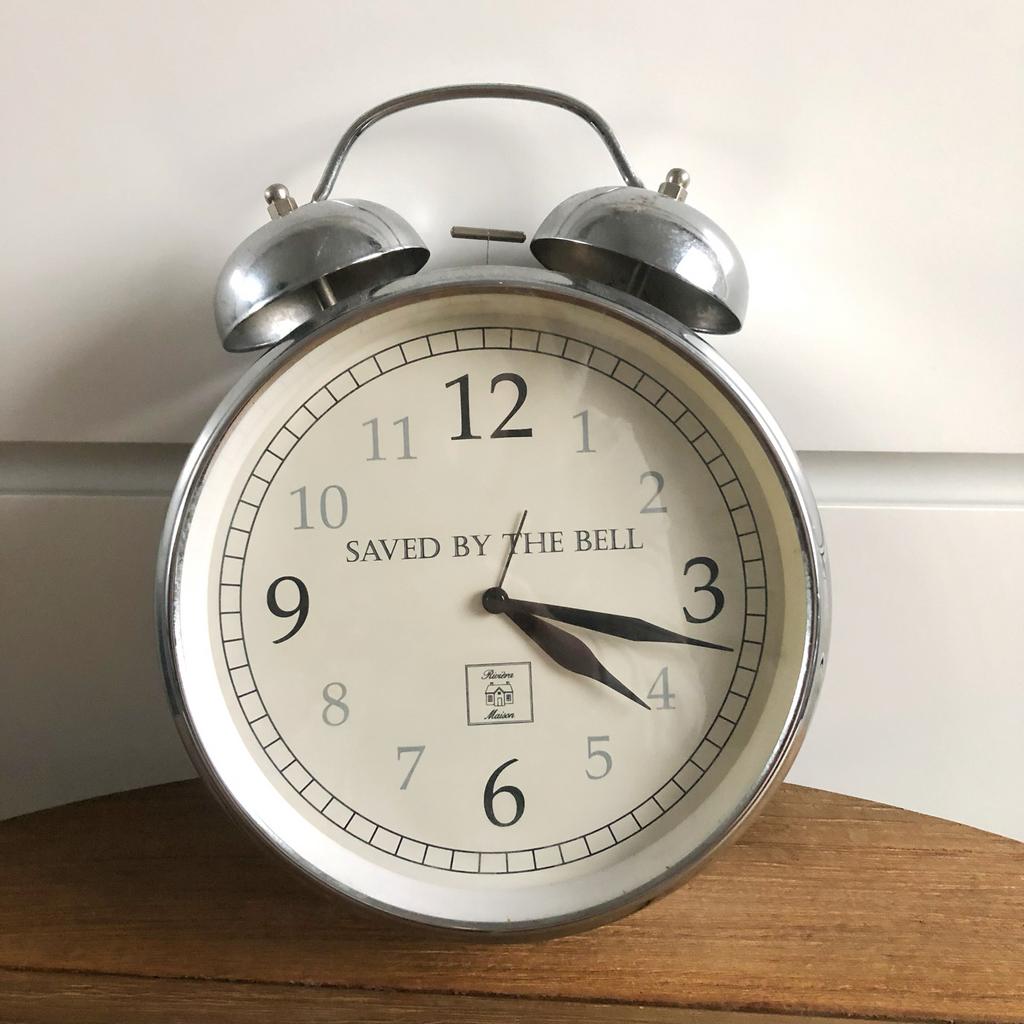 Riviera Maison zilver metalen klok wekker, Ophalen of Verzenden, Wandklok