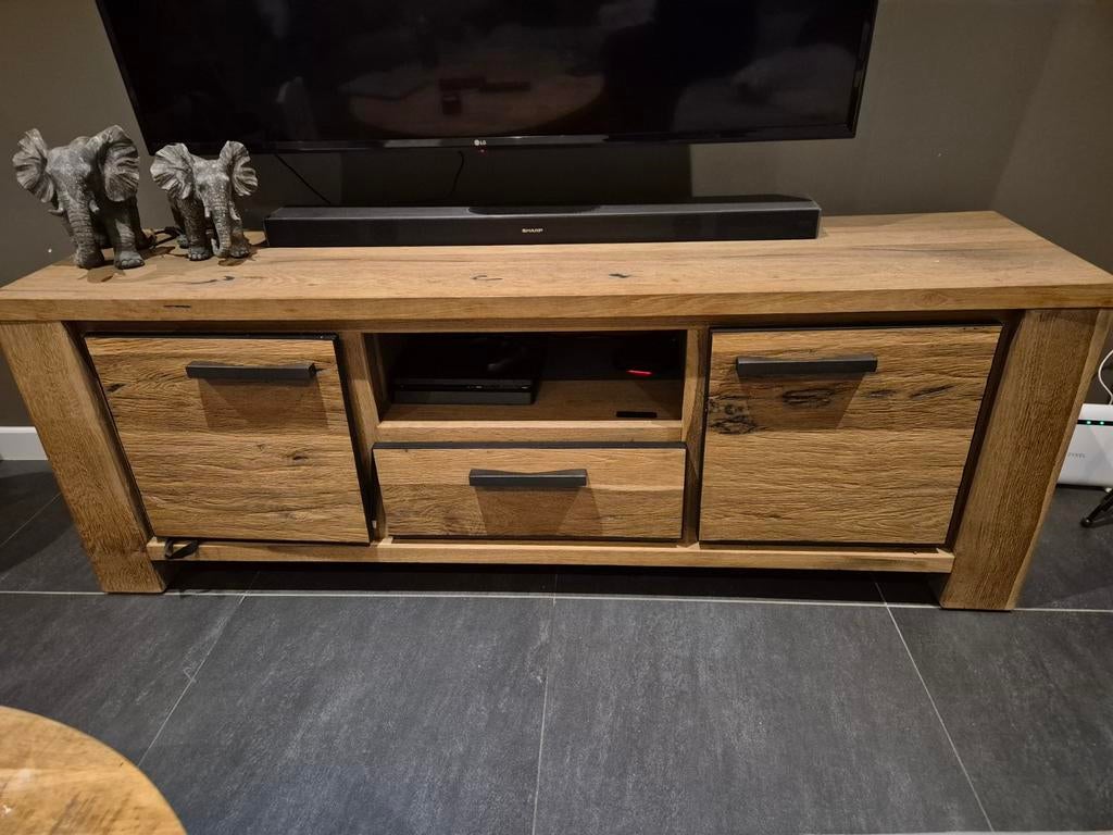 Henders & Hazel TV Meubel Massief Hout & Zwart Metaal, Ophalen of Verzenden