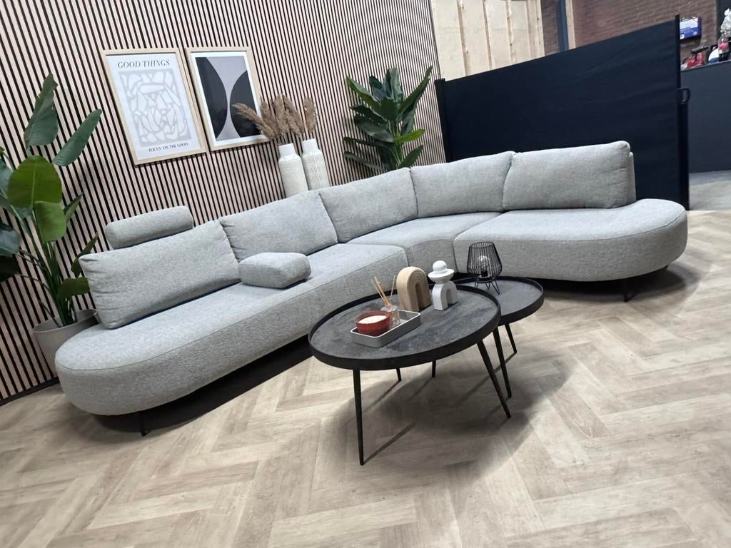 ZGAN SEVN Danique Organische Hoekbank - Grijs - 315 x 230, -, 300 cm of meer, Ophalen of Verzenden, Zo goed als nieuw