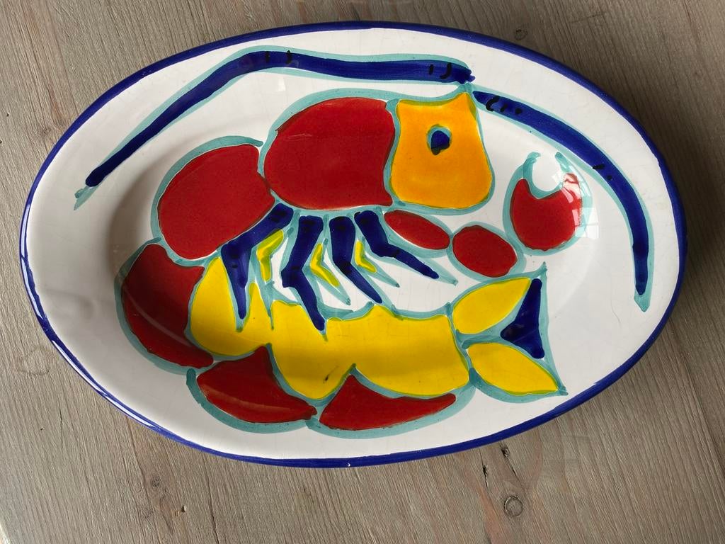 Schaal garnaal kreeft zeedier motief Italy, Antiek en Kunst, Antiek | Servies los, Ophalen of Verzenden