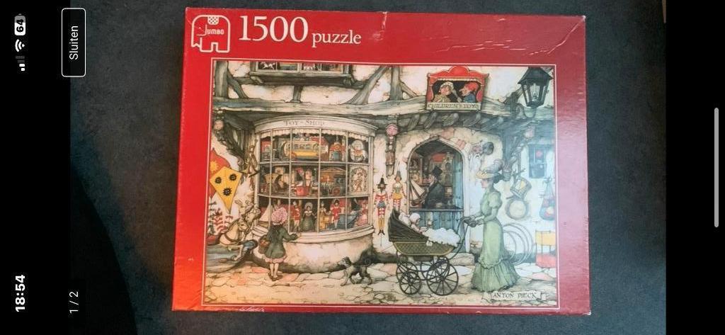 Puzzel 1500 stukjes De speelgoedwinkel Anton Pieck, Ophalen of Verzenden, 500 t/m 1500 stukjes, Gebruikt