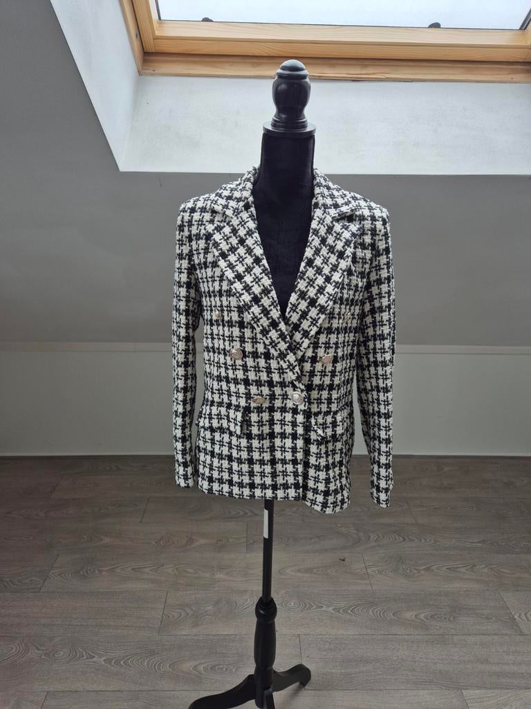 Geruite jasje. M, Maat 38/40 (M), Verzenden, Zwart, Zo goed als nieuw