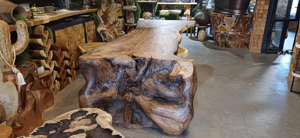 UNIEKE SUAR BOOG TAFEL WATERVAL TAFEL BOOMSTAM TAFELS, Eikenhout, Ophalen of Verzenden, Vijf personen of meer, Rechthoekig