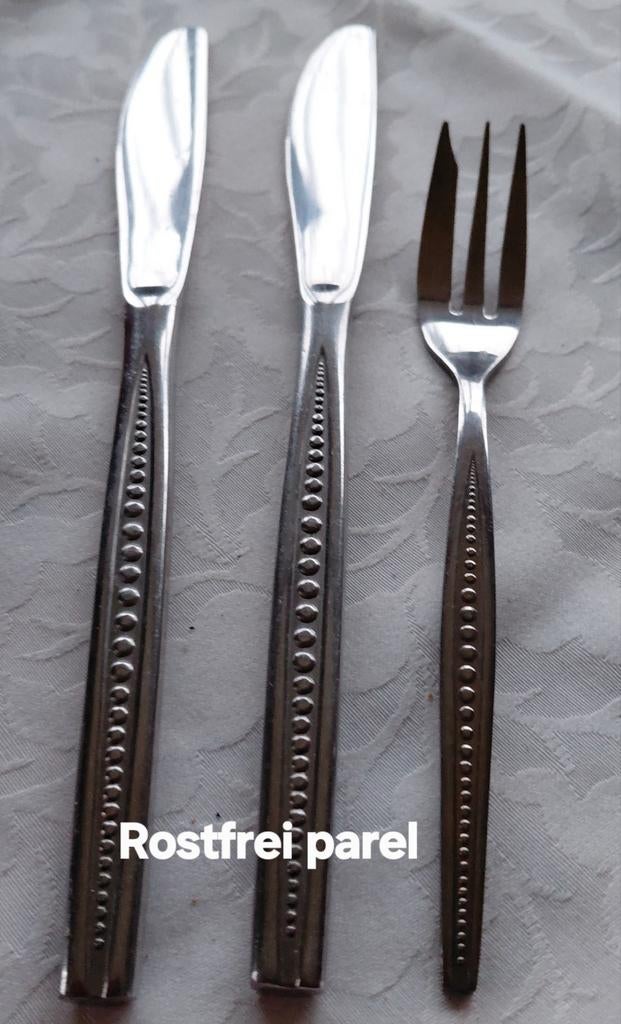 Bestek Rostfrei parels in de handvatten, Ophalen of Verzenden, Nieuw, Rvs of Chroom