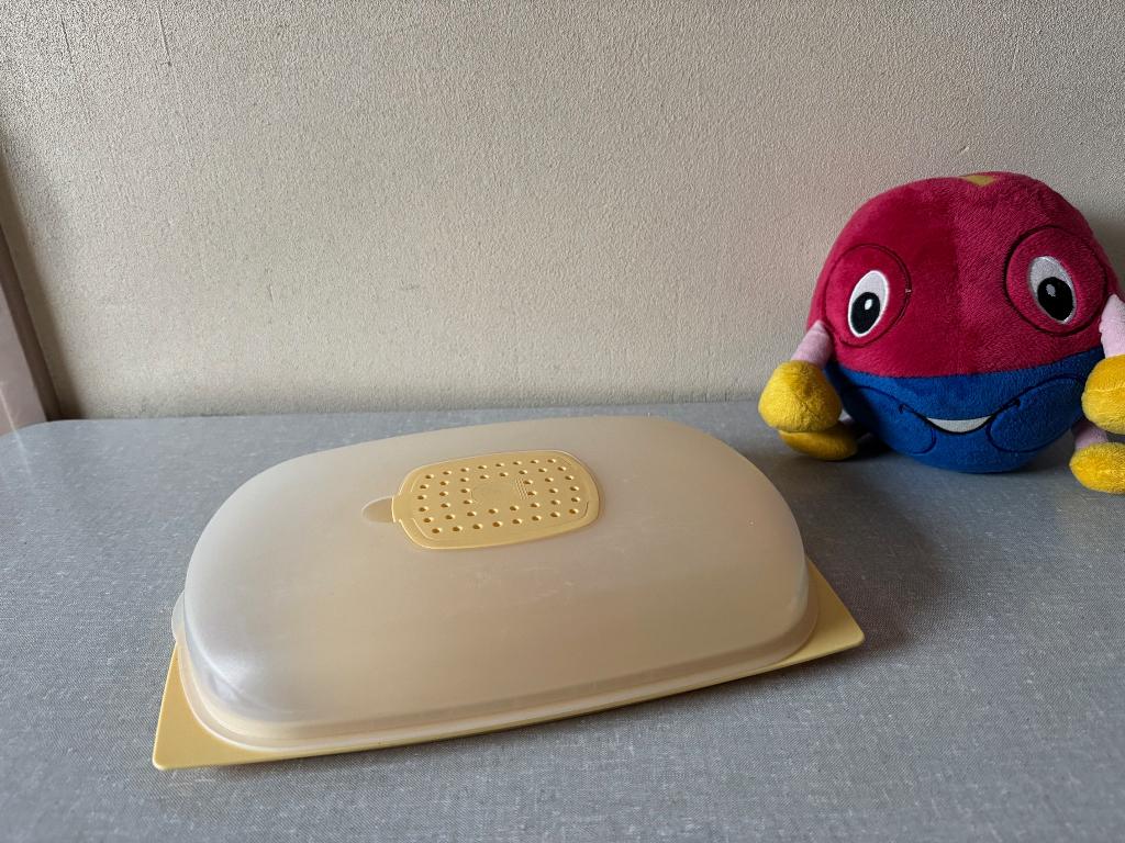 Z.G.A.N. platte kaasdoos - kaas bak van TUPPERWARE, Ophalen of Verzenden, Zo goed als nieuw, Geel, Bak of Kom