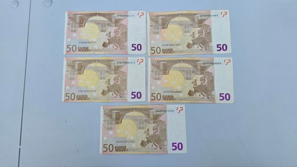 Set van 5 x 50 Euro Biljetten, Postzegels en Munten, Bankbiljetten | Europa | Eurobiljetten, Ophalen, Overige landen, 50 euro
