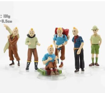 Kuifje figuren set op reis 6 stuks (4-9cm), Ophalen of Verzenden, Nieuw