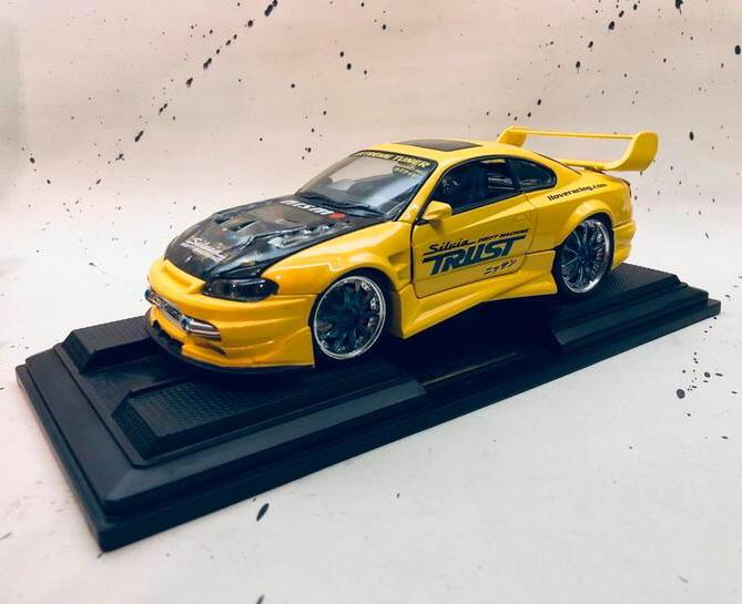 Gele Nissan Silvia S15 modelauto, Hobby en Vrije tijd, Modelauto's | 1:18, Ophalen of Verzenden, Nieuw, Auto, Overige merken
