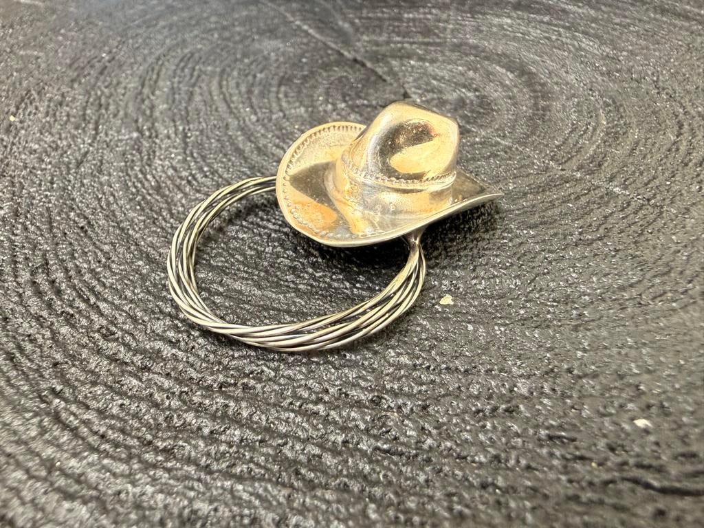 Unieke Zilveren Miniatuur Lasso met Cowboyhoed (800), Verzenden, Zilver