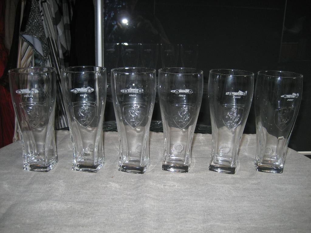 Ferrari formule 1 glazen, complet set van 6 stuks, Verzamelen, Ophalen, Nieuw, Formule 1